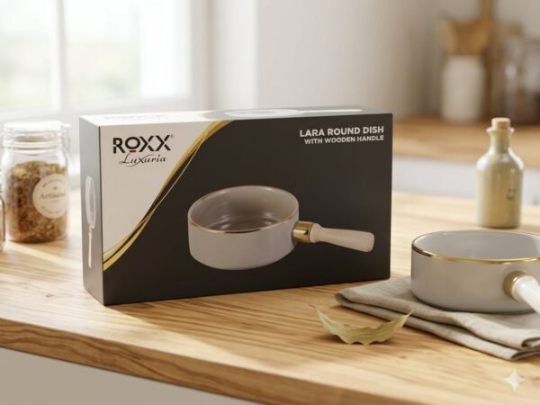 ROXX LARA ROUND DISH WITH WOODEN HANDLE
