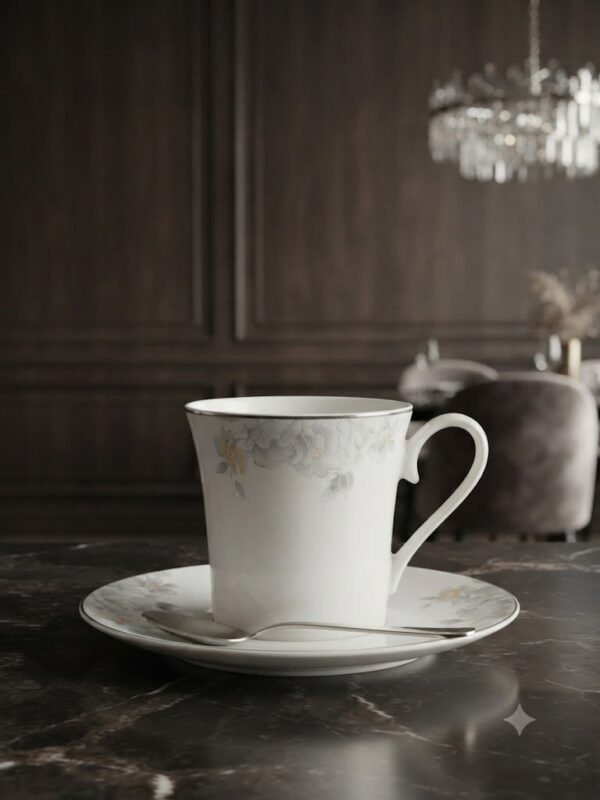 HOMETOUCH POROCELAINE CUP & SAUCER SET WITH KETTLE