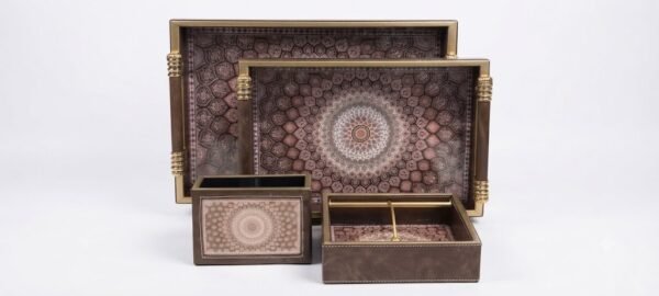 LEATHER TRAY 2 SET 4PC