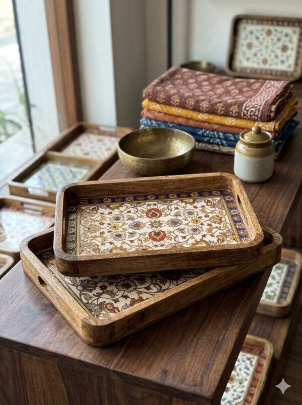 FLOWER DESIGN TRAY 2 PC SET 3