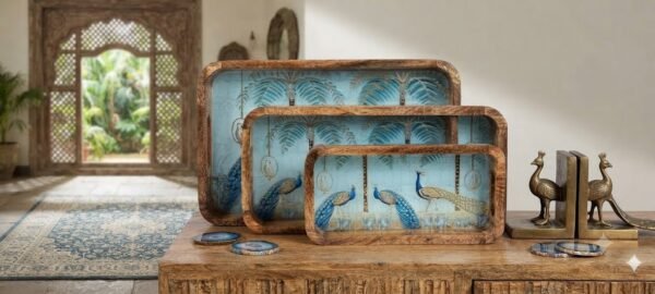 MANGO WOODEN TRAY 3PC SET 1