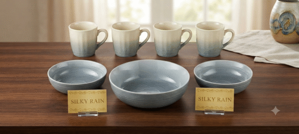 ORION SILKY RAIN CUPS & PLATTER 7PC SET