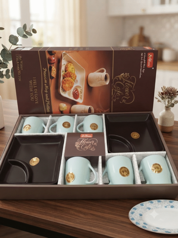 VENICE FLOWER CAFE 6PC CUP & 2PC PLATTER