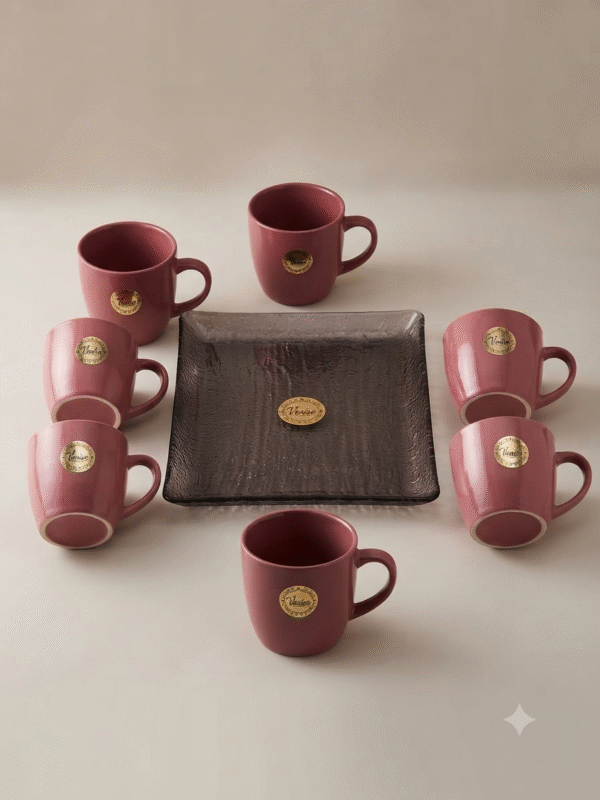 VENICE TEA DELIGHT 6 MUGS WITH 1 TRAY SET