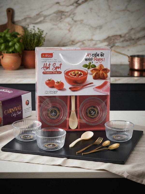 VENICE HOT SPOT 4PC SOUP WITH SPOON SET
