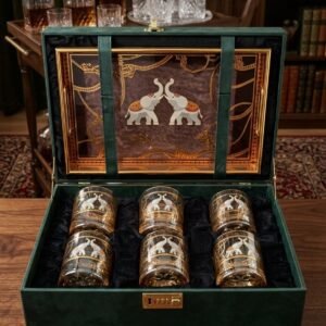 DEKOR KRISTAL BY ITALY ELEPHANT 6PC WHISKY GLASSES WITH 1 PC TRAY