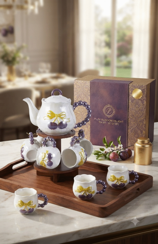 YTS4464 PURPLE CHERRY CUP& KETTLE 7PC SET