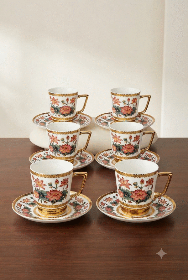 YCS4286 FLOWER CUP & SAUCER 6PC