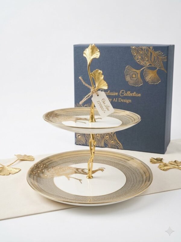 CLAYCRAFT PEACOCK 2-TIER SERVING SET